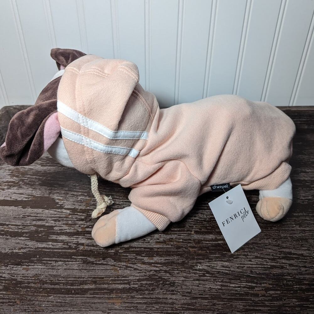 Fenrici Pet NWT Pink White Dog Hoodie Zip Closure Size Small
